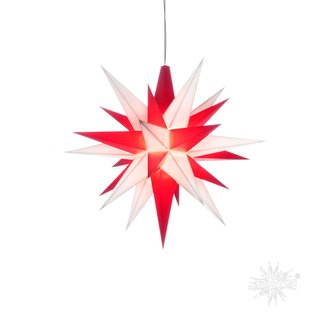 Original Herrnhuter Weihnachtsstern Kunststoff A1 - 13 cm wei�-rot  inkl. LED E10