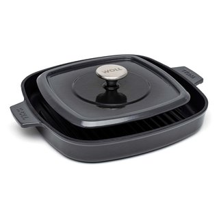 Woll Iron Grillpfanne Gusseisen 24 x 24 cm 4,5 cm hoch mit Steakpresse